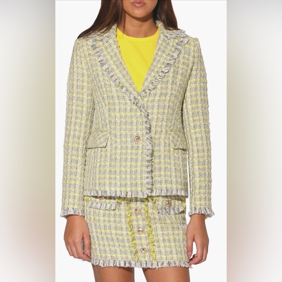 NWT ❤️ Walter Baker Malibu Yellow Tweed Damon Blazer - MSRP $298 - Picture 4 of 7